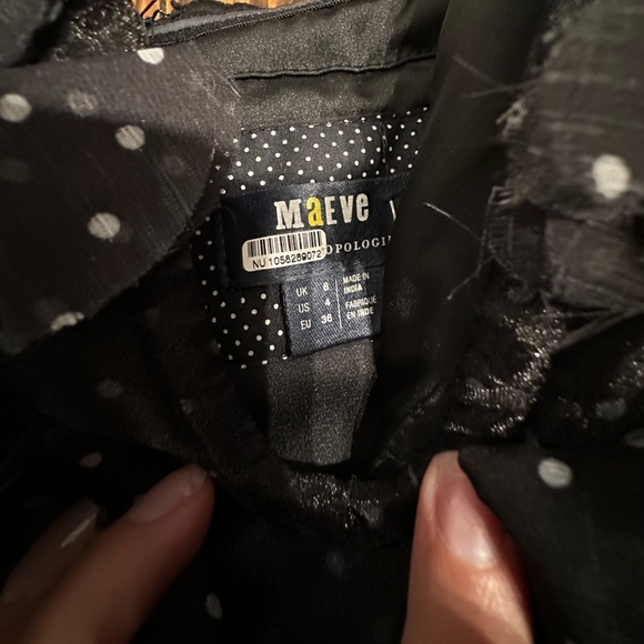 MAEVE ANTHROPOLOGIE 3D Black Polka Dot Floral MINI DRESS - Picture 5 of 5